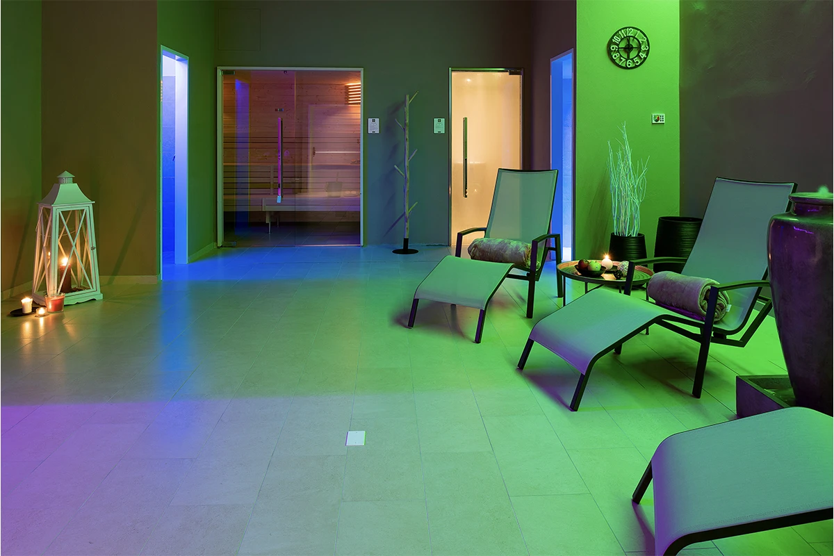 Interno della SPA Harmonia presso La Rocca Camping Village